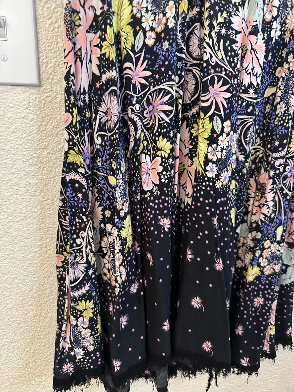 Free People x Intimately Black Floral Slip Dress with Pink Accents - Picture 6 of 16